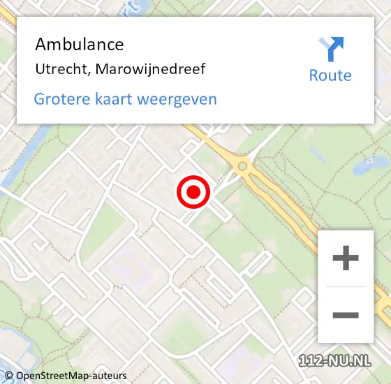 Locatie op kaart van de 112 melding: Ambulance Utrecht, Marowijnedreef op 13 april 2018 12:51