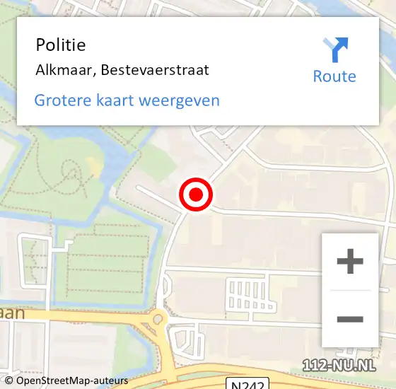 Locatie op kaart van de 112 melding: Politie Alkmaar, Bestevaerstraat op 13 april 2018 13:07