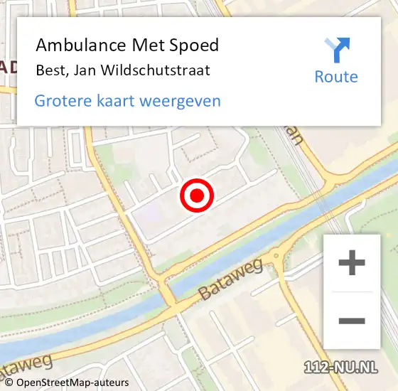 Locatie op kaart van de 112 melding: Ambulance Met Spoed Naar Best, Jan Wildschutstraat op 13 april 2018 13:10