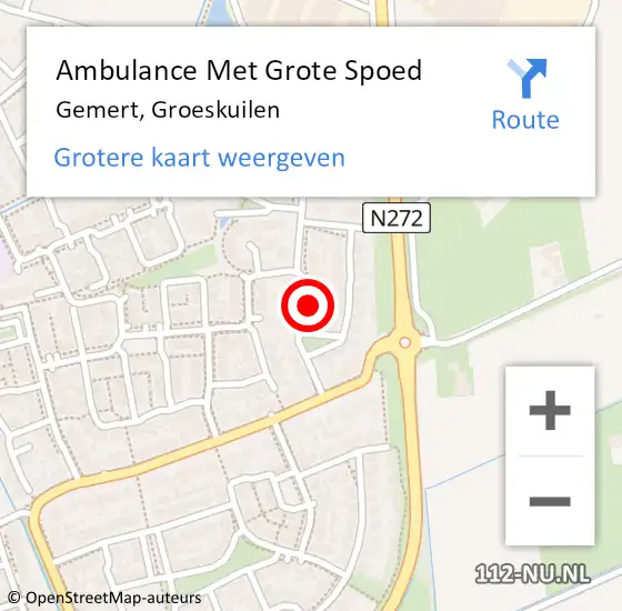Locatie op kaart van de 112 melding: Ambulance Met Grote Spoed Naar Gemert, Groeskuilen op 13 april 2018 13:38