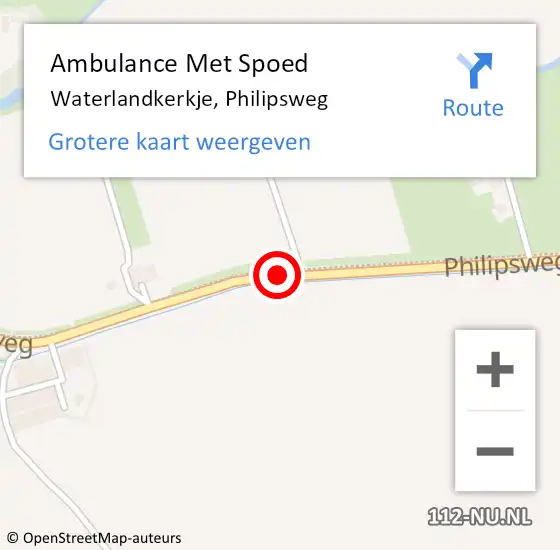 Locatie op kaart van de 112 melding: Ambulance Met Spoed Naar Waterlandkerkje, Philipsweg op 13 april 2018 13:46