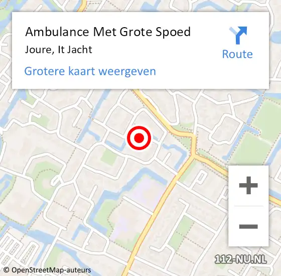 Locatie op kaart van de 112 melding: Ambulance Met Grote Spoed Naar Joure, It Jacht op 13 april 2018 13:53