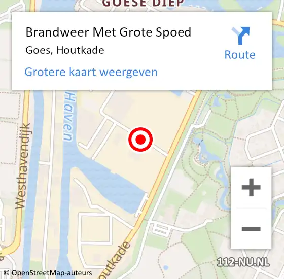 Locatie op kaart van de 112 melding: Brandweer Met Grote Spoed Naar Goes, Houtkade op 13 april 2018 13:54