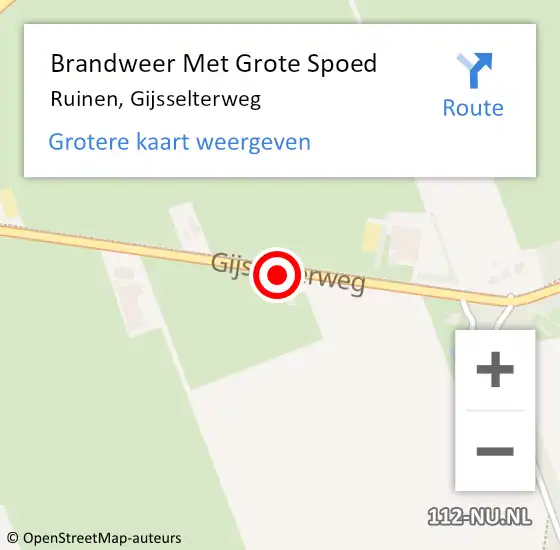 Locatie op kaart van de 112 melding: Brandweer Met Grote Spoed Naar Ruinen, Gijsselterweg op 13 april 2018 14:25