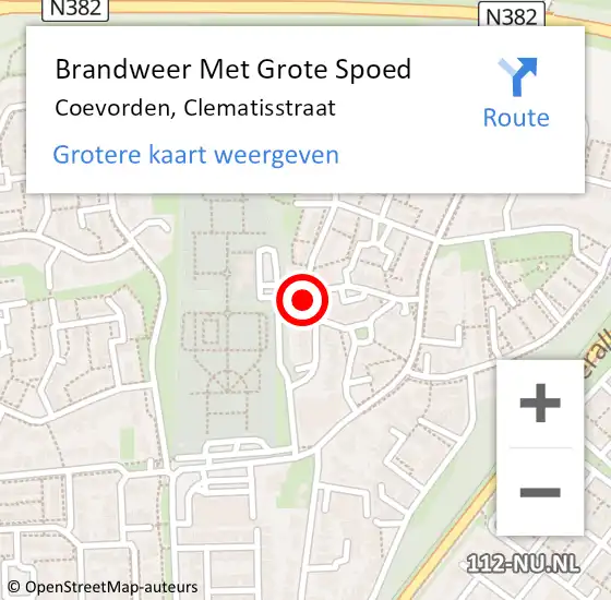 Locatie op kaart van de 112 melding: Brandweer Met Grote Spoed Naar Coevorden, Clematisstraat op 13 april 2018 14:43