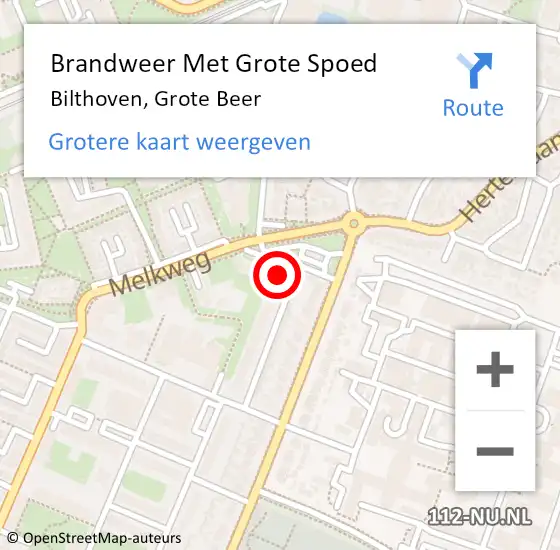 Locatie op kaart van de 112 melding: Brandweer Met Grote Spoed Naar Bilthoven, Grote Beer op 13 april 2018 15:10