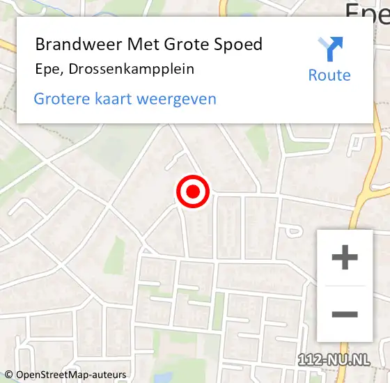 Locatie op kaart van de 112 melding: Brandweer Met Grote Spoed Naar Epe, Drossenkampplein op 13 april 2018 15:52