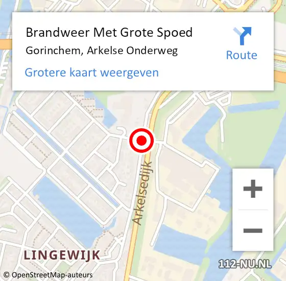 Locatie op kaart van de 112 melding: Brandweer Met Grote Spoed Naar Gorinchem, Arkelse Onderweg op 13 april 2018 15:55