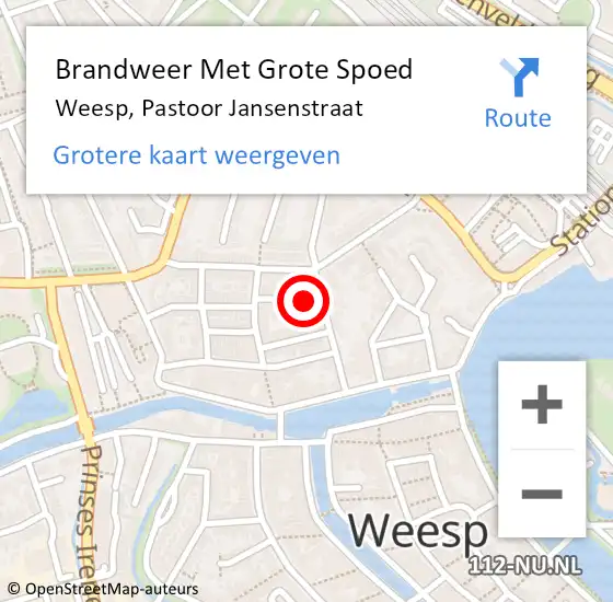 Locatie op kaart van de 112 melding: Brandweer Met Grote Spoed Naar Weesp, Pastoor Jansenstraat op 13 april 2018 16:49