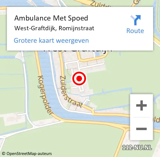 Locatie op kaart van de 112 melding: Ambulance Met Spoed Naar West-Graftdijk, Romijnstraat op 13 april 2018 17:17