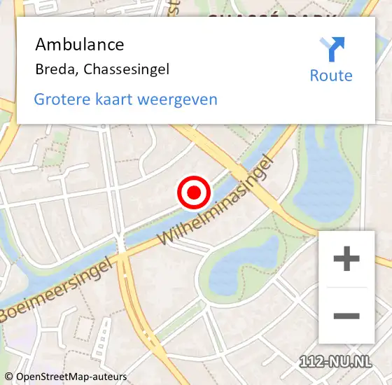 Locatie op kaart van de 112 melding: Ambulance Breda, Chassesingel op 13 april 2018 17:32