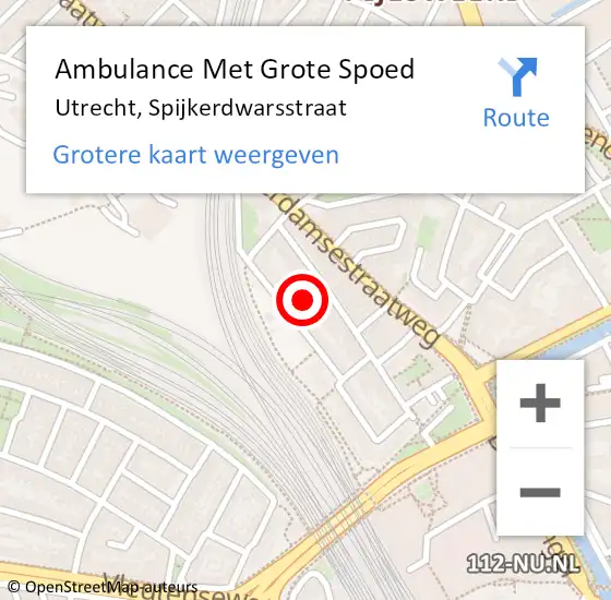 Locatie op kaart van de 112 melding: Ambulance Met Grote Spoed Naar Utrecht, Spijkerdwarsstraat op 13 april 2018 17:46