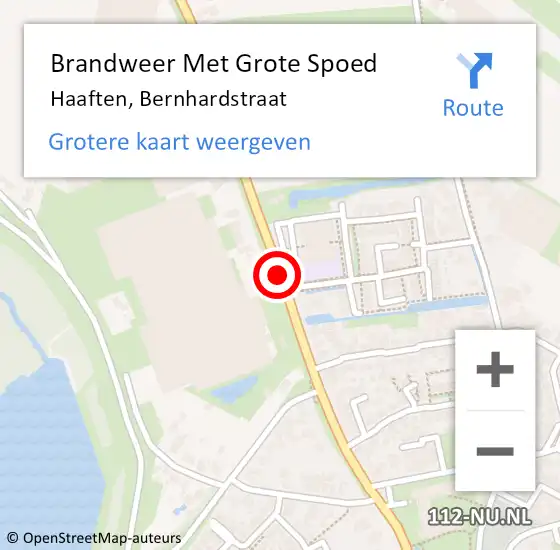 Locatie op kaart van de 112 melding: Brandweer Met Grote Spoed Naar Haaften, Bernhardstraat op 13 april 2018 18:01