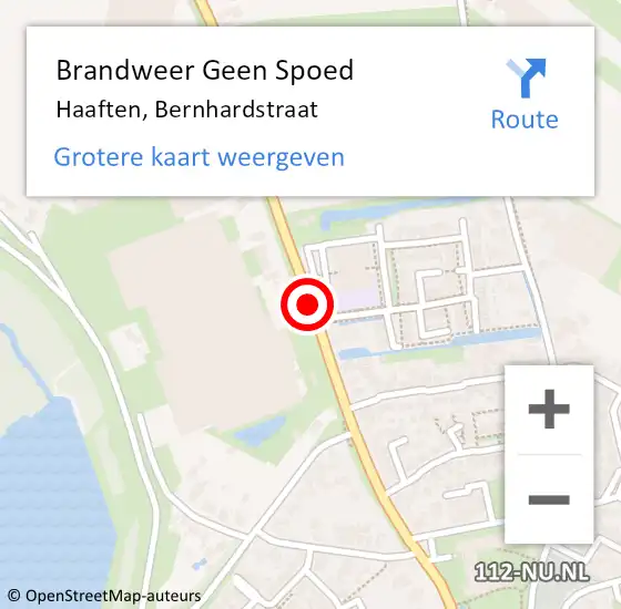 Locatie op kaart van de 112 melding: Brandweer Geen Spoed Naar Haaften, Bernhardstraat op 13 april 2018 18:03