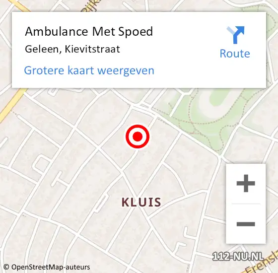 Locatie op kaart van de 112 melding: Ambulance Met Spoed Naar Geleen, Kievitstraat op 22 februari 2014 00:48