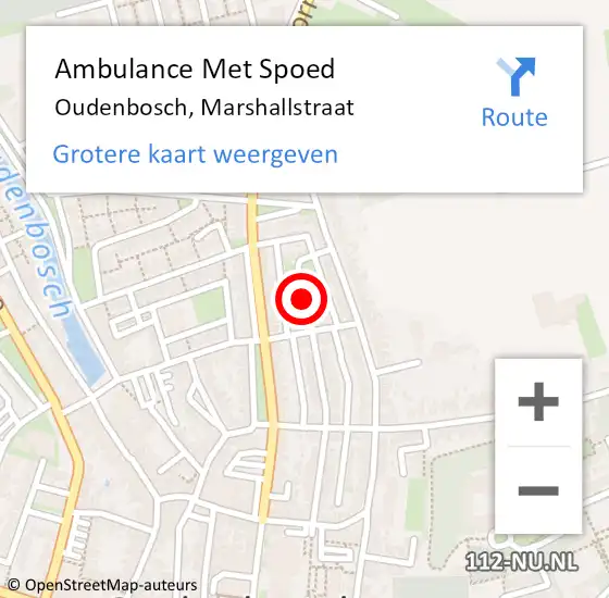 Locatie op kaart van de 112 melding: Ambulance Met Spoed Naar Oudenbosch, Marshallstraat op 13 april 2018 18:30