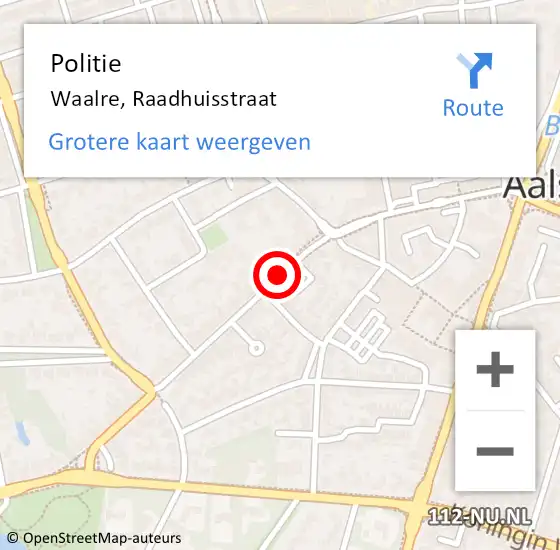 Locatie op kaart van de 112 melding: Politie Waalre, Raadhuisstraat op 13 april 2018 18:52