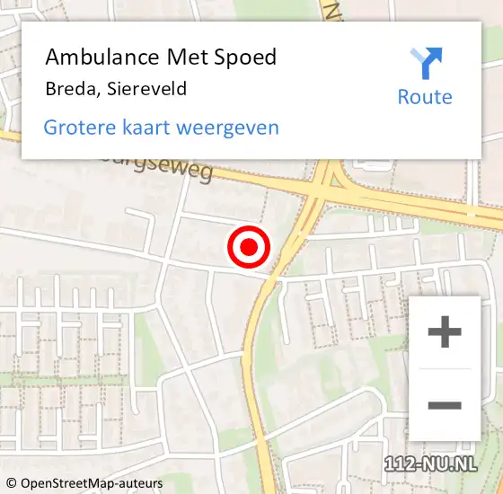 Locatie op kaart van de 112 melding: Ambulance Met Spoed Naar Breda, Siereveld op 13 april 2018 19:10