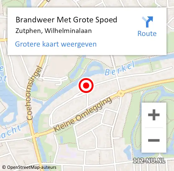 Locatie op kaart van de 112 melding: Brandweer Met Grote Spoed Naar Zutphen, Wilhelminalaan op 22 februari 2014 01:00