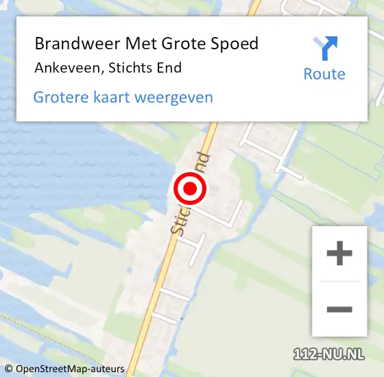 Locatie op kaart van de 112 melding: Brandweer Met Grote Spoed Naar Ankeveen, Stichts End op 13 april 2018 20:28