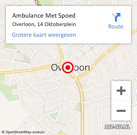 Locatie op kaart van de 112 melding: Ambulance Met Spoed Naar Overloon, 14 Oktoberplein op 13 april 2018 20:50