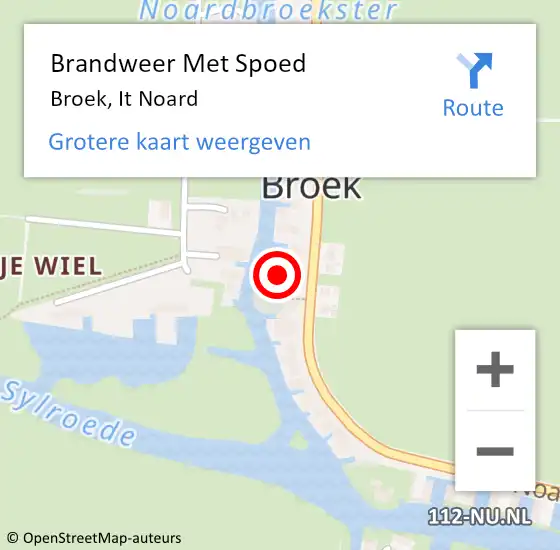 Locatie op kaart van de 112 melding: Brandweer Met Spoed Naar Broek, It Noard op 13 april 2018 21:05