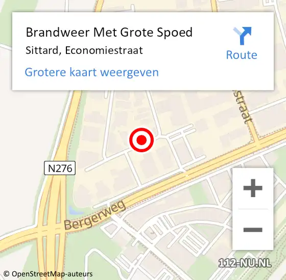 Locatie op kaart van de 112 melding: Brandweer Met Grote Spoed Naar Sittard, Economiestraat op 13 april 2018 21:39