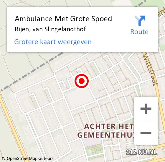 Locatie op kaart van de 112 melding: Ambulance Met Grote Spoed Naar Rijen, van Slingelandthof op 13 april 2018 21:46