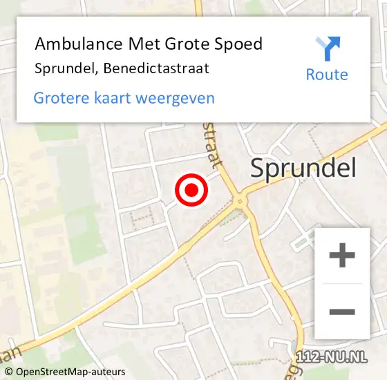 Locatie op kaart van de 112 melding: Ambulance Met Grote Spoed Naar Sprundel, Benedictastraat op 13 april 2018 23:03