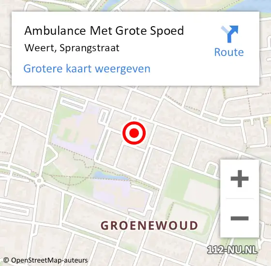 Locatie op kaart van de 112 melding: Ambulance Met Grote Spoed Naar Weert, Sprangstraat op 22 februari 2014 01:34