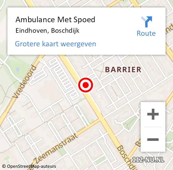 Locatie op kaart van de 112 melding: Ambulance Met Spoed Naar Eindhoven, Boschdijk op 14 april 2018 00:35