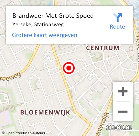 Locatie op kaart van de 112 melding: Brandweer Met Grote Spoed Naar Yerseke, Stationsweg op 14 april 2018 00:44