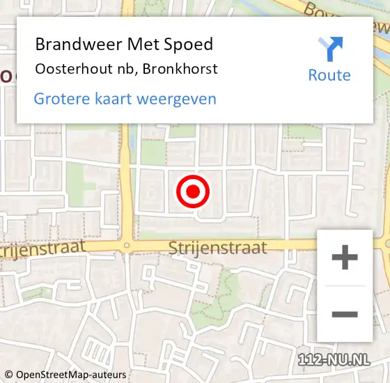 Locatie op kaart van de 112 melding: Brandweer Met Spoed Naar Oosterhout nb, Bronkhorst op 14 april 2018 00:53