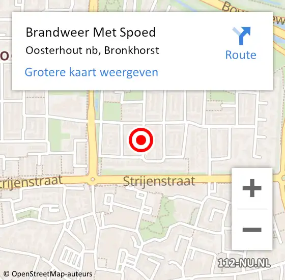 Locatie op kaart van de 112 melding: Brandweer Met Spoed Naar Oosterhout nb, Bronkhorst op 14 april 2018 01:01