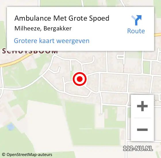 Locatie op kaart van de 112 melding: Ambulance Met Grote Spoed Naar Milheeze, Bergakker op 14 april 2018 01:08