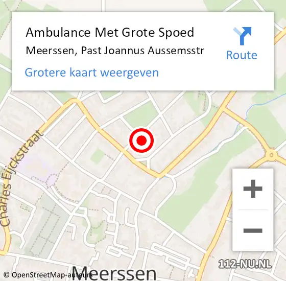 Locatie op kaart van de 112 melding: Ambulance Met Grote Spoed Naar Meerssen, Past Joannus Aussemsstr op 22 februari 2014 01:43