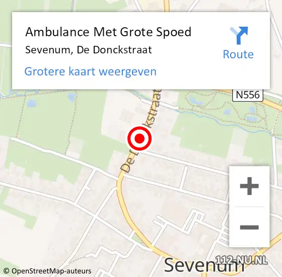 Locatie op kaart van de 112 melding: Ambulance Met Grote Spoed Naar Sevenum, De Donckstraat op 14 april 2018 01:45