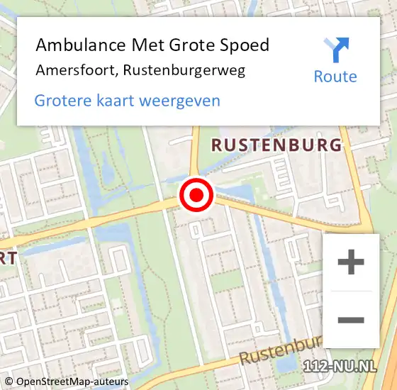 Locatie op kaart van de 112 melding: Ambulance Met Grote Spoed Naar Amersfoort, Rustenburgerweg op 14 april 2018 02:30