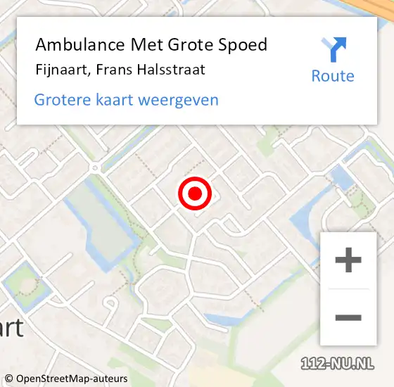 Locatie op kaart van de 112 melding: Ambulance Met Grote Spoed Naar Fijnaart, Frans Halsstraat op 14 april 2018 02:54