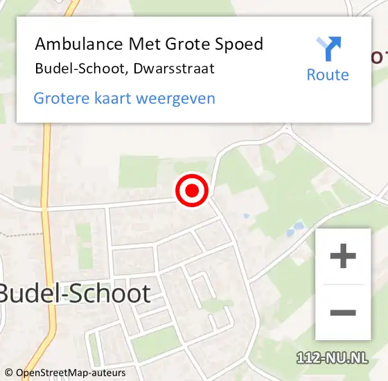 Locatie op kaart van de 112 melding: Ambulance Met Grote Spoed Naar Budel-Schoot, Dwarsstraat op 14 april 2018 03:35