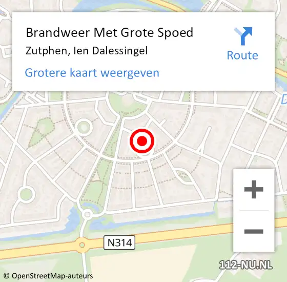 Locatie op kaart van de 112 melding: Brandweer Met Grote Spoed Naar Zutphen, Ien Dalessingel op 14 april 2018 03:40