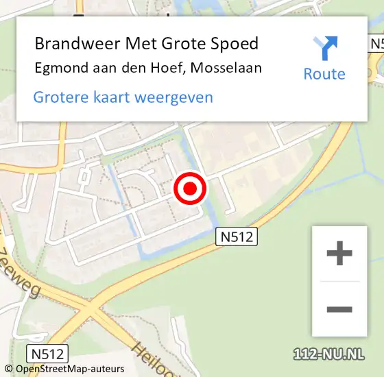 Locatie op kaart van de 112 melding: Brandweer Met Grote Spoed Naar Egmond aan den Hoef, Mosselaan op 14 april 2018 04:22