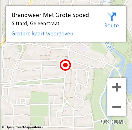 Locatie op kaart van de 112 melding: Brandweer Met Grote Spoed Naar Sittard, Geleenstraat op 14 april 2018 04:31