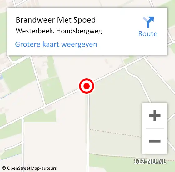 Locatie op kaart van de 112 melding: Brandweer Met Spoed Naar Westerbeek, Hondsbergweg op 14 april 2018 04:39