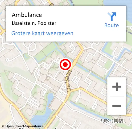 Locatie op kaart van de 112 melding: Ambulance IJsselstein, Poolster op 14 april 2018 04:40