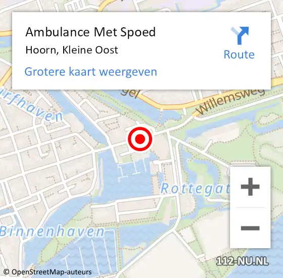 Locatie op kaart van de 112 melding: Ambulance Met Spoed Naar Hoorn, Kleine Oost op 14 april 2018 05:10