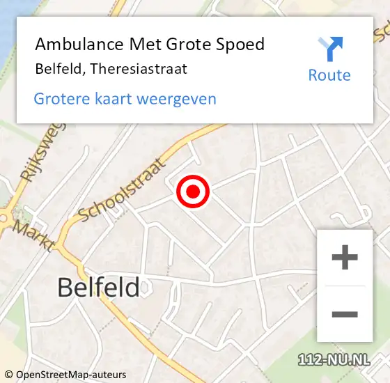 Locatie op kaart van de 112 melding: Ambulance Met Grote Spoed Naar Belfeld, Theresiastraat op 22 februari 2014 02:07