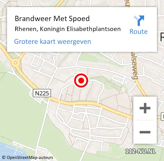 Locatie op kaart van de 112 melding: Brandweer Met Spoed Naar Rhenen, Koningin Elisabethplantsoen op 22 februari 2014 02:13