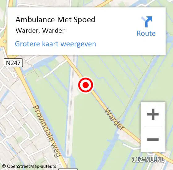 Locatie op kaart van de 112 melding: Ambulance Met Spoed Naar Warder, Warder op 14 april 2018 09:01