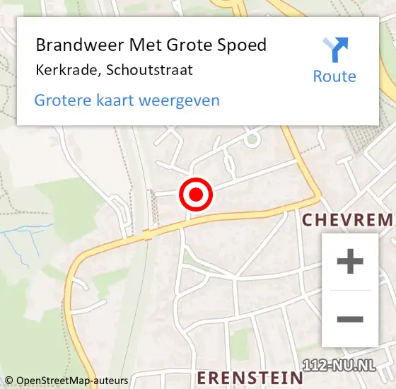 Locatie op kaart van de 112 melding: Brandweer Met Grote Spoed Naar Kerkrade, Schoutstraat op 14 april 2018 09:25